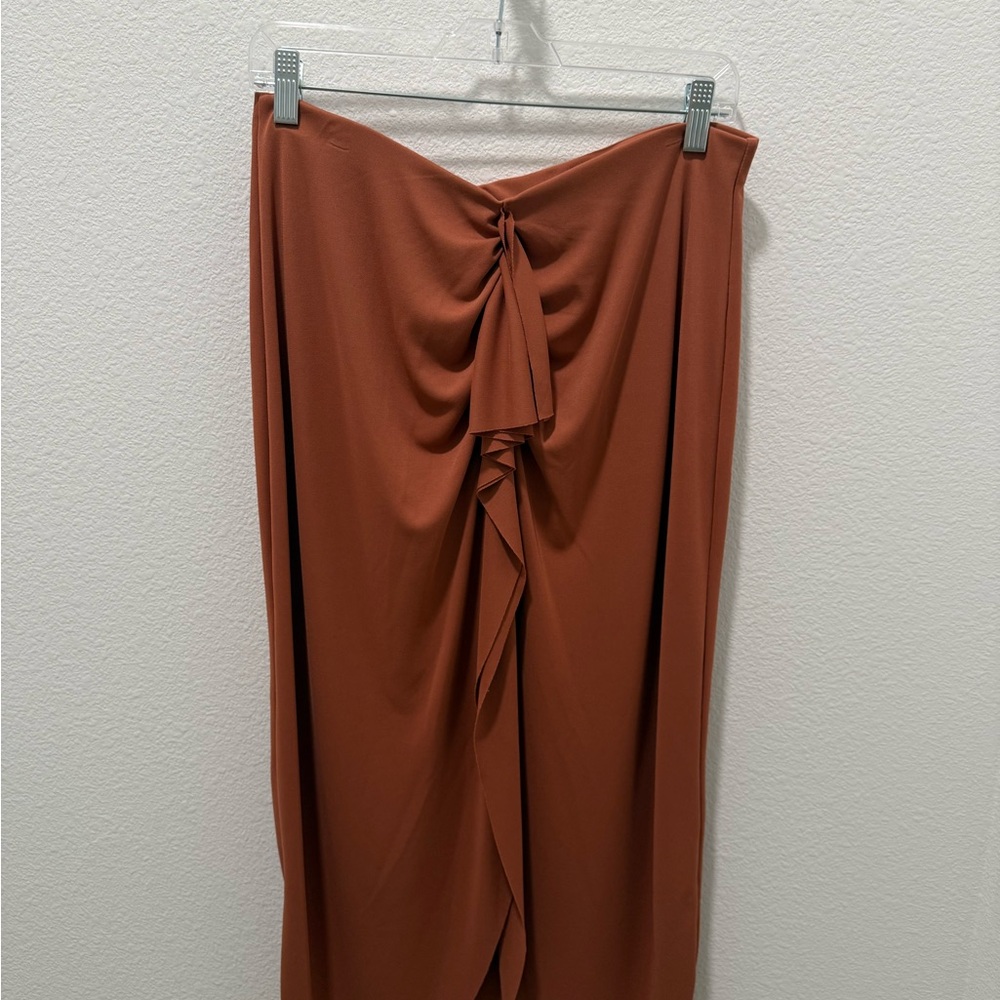 H&M Brown Wrap Maxi Skirt with Ruched Detail